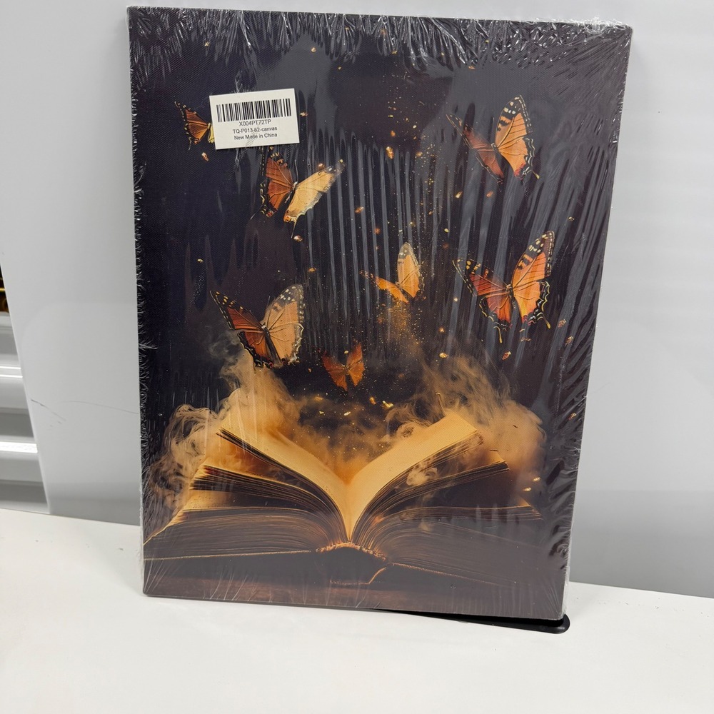 Butterfly Magic Open Book Canvas Wall Art Fantasy Library Decor 12x16 New